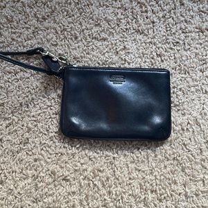 Coach black leather wristlet